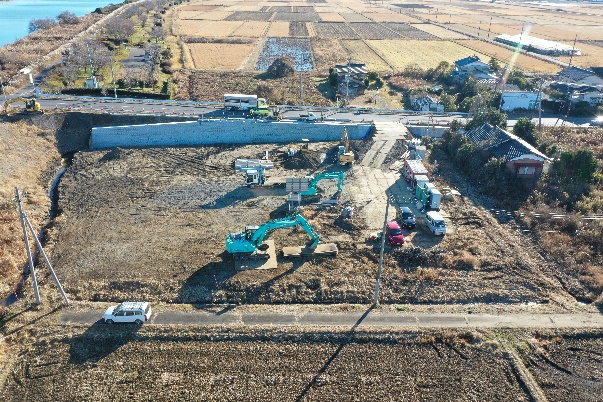 工事名：06国補地道　施工ヤード整備工事　令和6年3月竣工　発注者：茨城県土浦土木事務所　着工前
