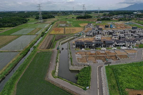 工事名：05国補公下　土地造成・下水道工事（Ａ１９街区外）　令和6年3月竣工　発注者：茨城県土浦土木事務所 着工前