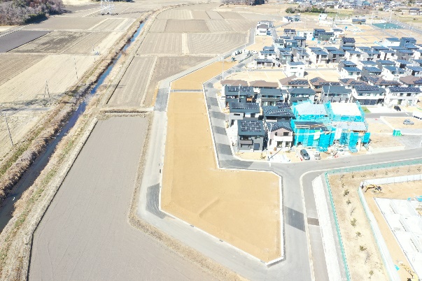 工事名：05国補公下　土地造成・下水道工事（Ａ１９街区外）　令和6年3月竣工　発注者：茨城県土浦土木事務所　発注者：石岡市 竣工